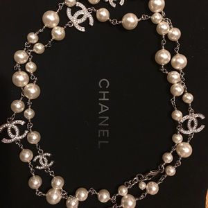 Authentic Chanel pearl long necklace